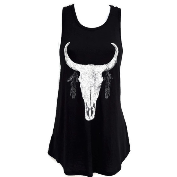 Grayson Threads Tops - Bull Skull Tee T Shirt Muscle Tank CA Map XL Black